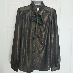 J. Crew Metalic Blouse NWT Long Sleeve Size XS